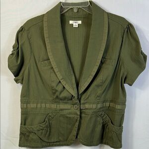 Cato Dark Green Women's Blazer Size XL Four Pockets One Button Closure Like New
